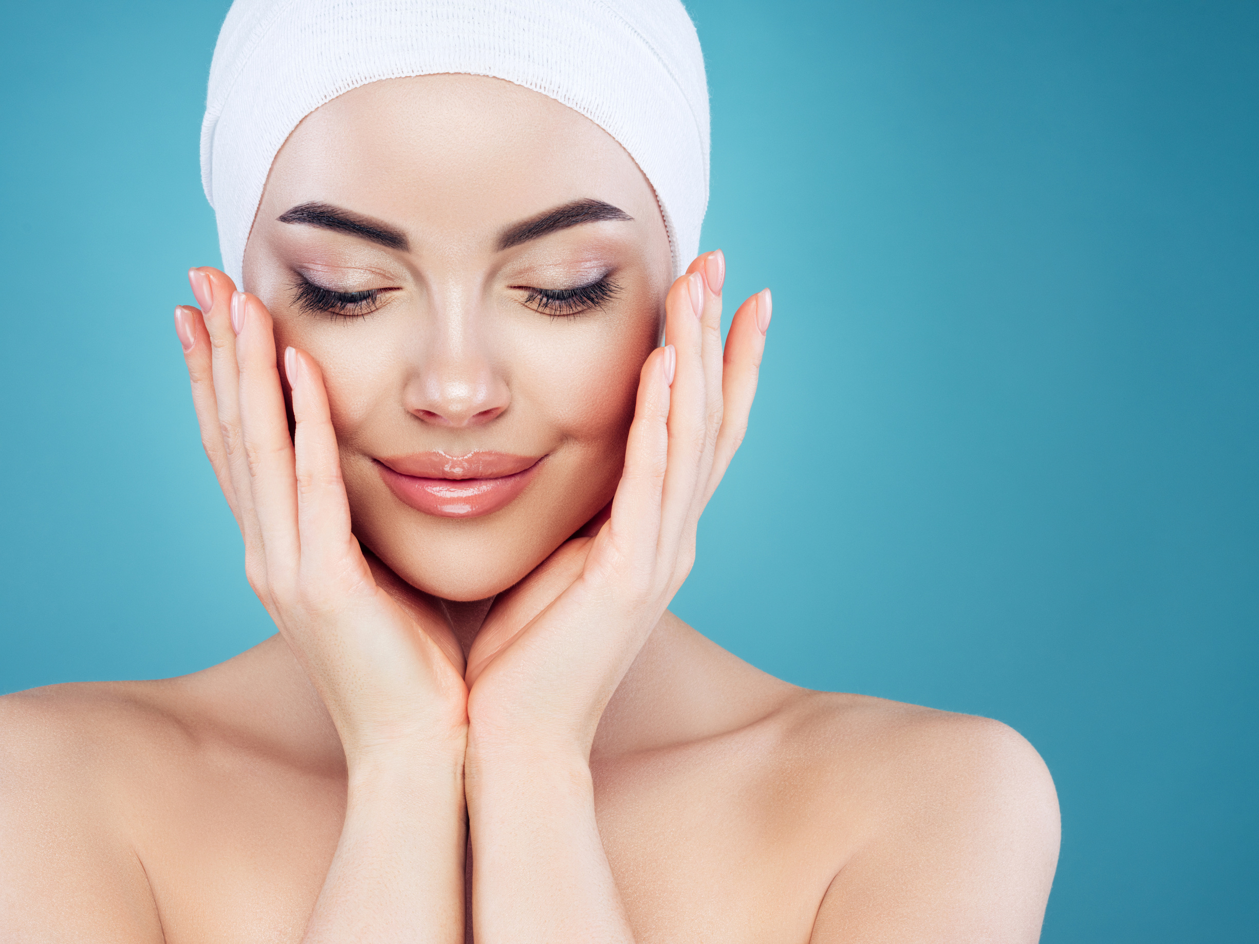 Woman having facial injection